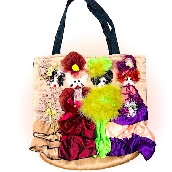 👜🎭 HOMEMADE One-of-a-Kind Fancy Ladies Tote | Mixed Media Art | Collectible Bag - Picture 1 of 5